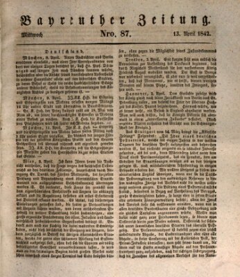 Bayreuther Zeitung Mittwoch 13. April 1842