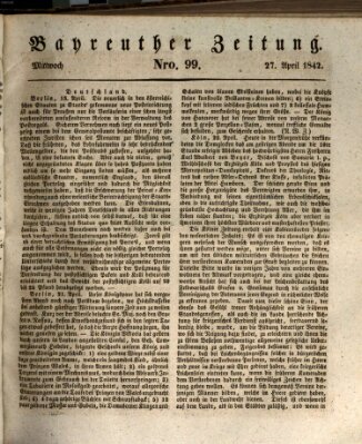 Bayreuther Zeitung Mittwoch 27. April 1842