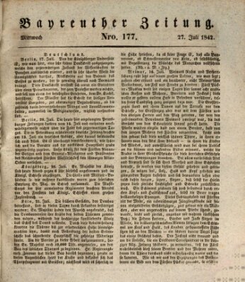 Bayreuther Zeitung Mittwoch 27. Juli 1842