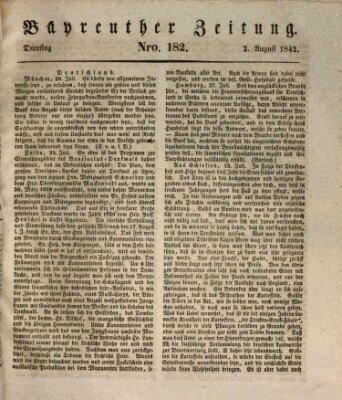 Bayreuther Zeitung Dienstag 2. August 1842