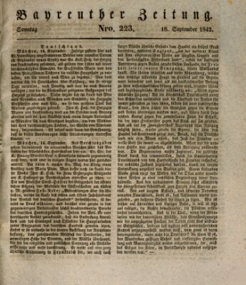 Bayreuther Zeitung Sonntag 18. September 1842