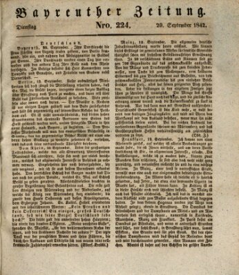 Bayreuther Zeitung Dienstag 20. September 1842