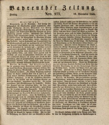 Bayreuther Zeitung Freitag 18. November 1842