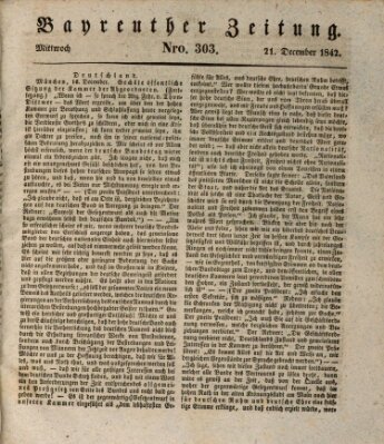 Bayreuther Zeitung Mittwoch 21. Dezember 1842