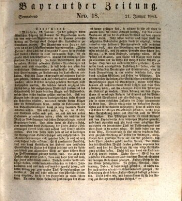 Bayreuther Zeitung Samstag 21. Januar 1843