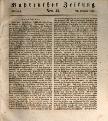 Bayreuther Zeitung Mittwoch 22. Februar 1843