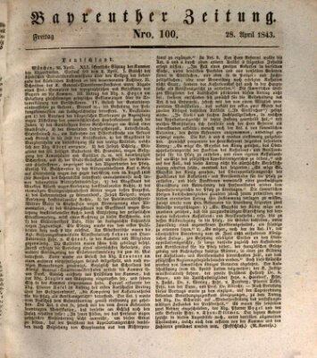 Bayreuther Zeitung Freitag 28. April 1843