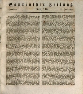 Bayreuther Zeitung Donnerstag 22. Juni 1843