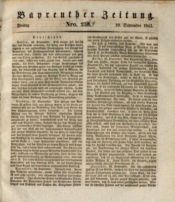 Bayreuther Zeitung Freitag 29. September 1843