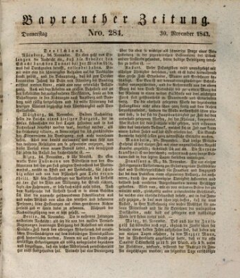 Bayreuther Zeitung Donnerstag 30. November 1843
