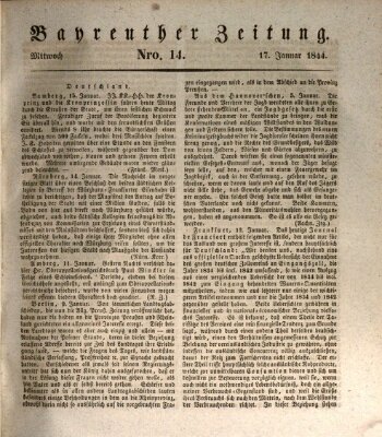 Bayreuther Zeitung Mittwoch 17. Januar 1844