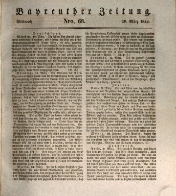 Bayreuther Zeitung Mittwoch 20. März 1844
