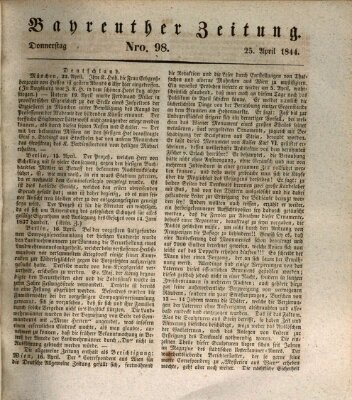 Bayreuther Zeitung Donnerstag 25. April 1844