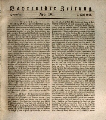 Bayreuther Zeitung Donnerstag 2. Mai 1844