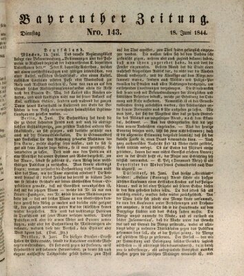Bayreuther Zeitung Dienstag 18. Juni 1844