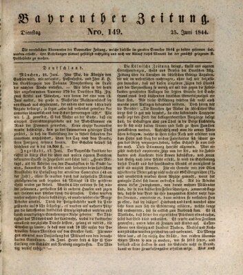 Bayreuther Zeitung Dienstag 25. Juni 1844