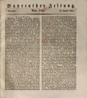 Bayreuther Zeitung Mittwoch 14. August 1844