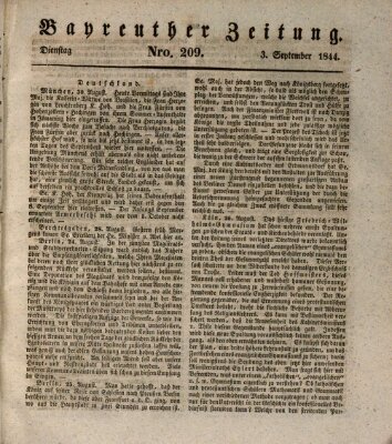 Bayreuther Zeitung Dienstag 3. September 1844