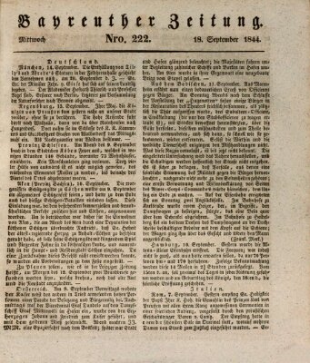 Bayreuther Zeitung Mittwoch 18. September 1844