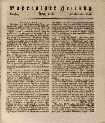 Bayreuther Zeitung Dienstag 26. November 1844