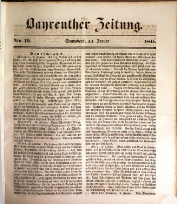 Bayreuther Zeitung Samstag 11. Januar 1845