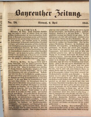 Bayreuther Zeitung Mittwoch 2. April 1845