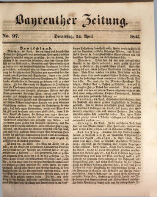 Bayreuther Zeitung Donnerstag 24. April 1845
