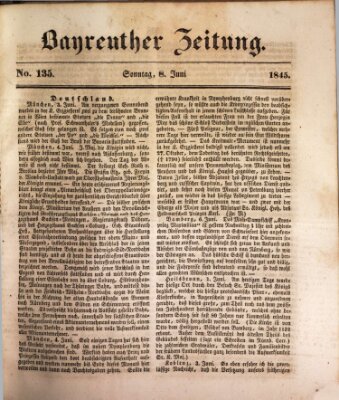 Bayreuther Zeitung Sonntag 8. Juni 1845