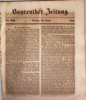Bayreuther Zeitung Dienstag 26. August 1845