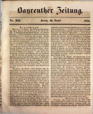 Bayreuther Zeitung Freitag 29. August 1845
