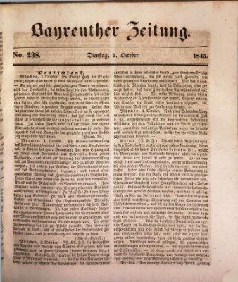 Bayreuther Zeitung Dienstag 7. Oktober 1845