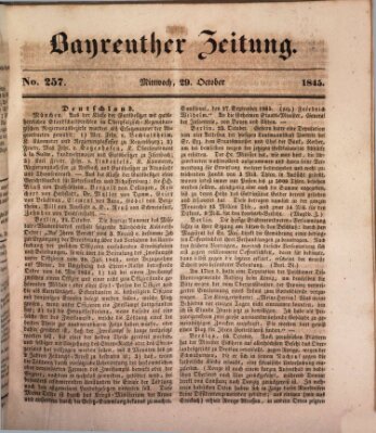 Bayreuther Zeitung Mittwoch 29. Oktober 1845