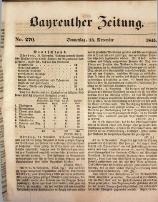 Bayreuther Zeitung Donnerstag 13. November 1845