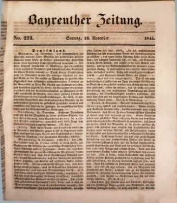 Bayreuther Zeitung Sonntag 16. November 1845