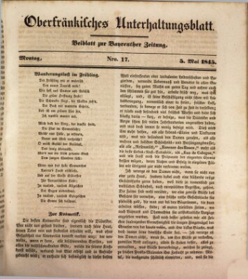 Oberfränkisches Unterhaltungsblatt (Bayreuther Zeitung) Montag 5. Mai 1845