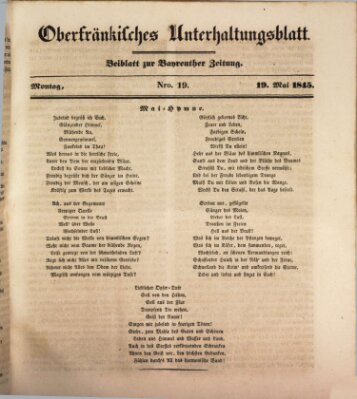 Oberfränkisches Unterhaltungsblatt (Bayreuther Zeitung) Montag 19. Mai 1845