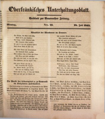 Oberfränkisches Unterhaltungsblatt (Bayreuther Zeitung) Montag 28. Juli 1845