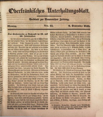 Oberfränkisches Unterhaltungsblatt (Bayreuther Zeitung) Montag 8. September 1845