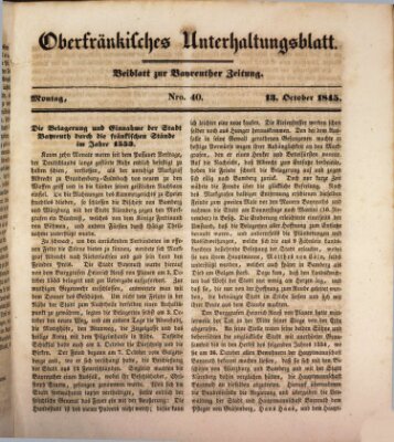 Oberfränkisches Unterhaltungsblatt (Bayreuther Zeitung) Montag 13. Oktober 1845