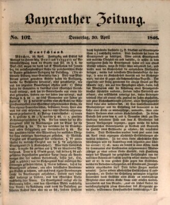 Bayreuther Zeitung Donnerstag 30. April 1846