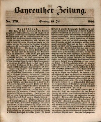 Bayreuther Zeitung Sonntag 19. Juli 1846
