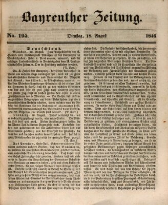 Bayreuther Zeitung Dienstag 18. August 1846