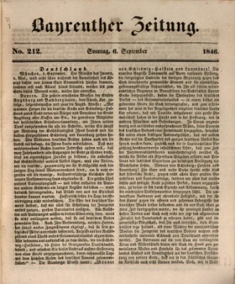 Bayreuther Zeitung Sonntag 6. September 1846