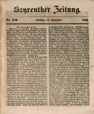 Bayreuther Zeitung Dienstag 15. September 1846