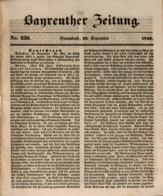 Bayreuther Zeitung Samstag 26. September 1846
