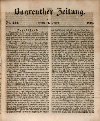 Bayreuther Zeitung Freitag 2. Oktober 1846