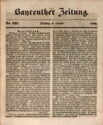 Bayreuther Zeitung Dienstag 6. Oktober 1846