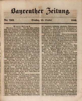 Bayreuther Zeitung Dienstag 13. Oktober 1846