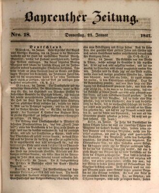 Bayreuther Zeitung Donnerstag 21. Januar 1847