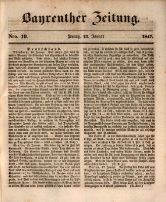 Bayreuther Zeitung Freitag 22. Januar 1847